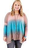 Sky Blue Plus Size Painted Poncho Top