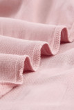 Pink Square Neck Jacquard Short Sleeves Top
