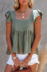 Green Flutter Shoulder Babydoll Top