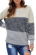 Gray Color Block Netted Texture Pullover Sweater