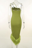 Bandeau One Shoulder Fishtail Bodycon Dress