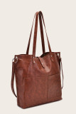 Brown Button Closure Pockets Tote Bag MOQ 3pcs
