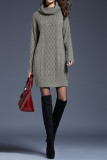 Turtleneck Cable Knitting Sweater Dress