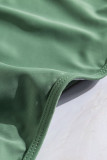 Green V Neck One Piece Swimsuit