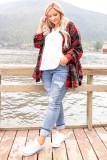 Plaid Print Buttoned Long Sleeve Plus Size Shirt