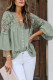 Green Crochet Lace Button Top