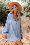 Loose Denim Longsleeve Mini Dress Unishe Wholesale