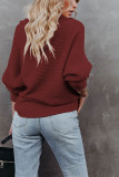 V Neck Turndown Collar Long Sleeve Sweater