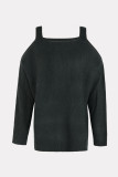Plain Cold Shoulder Strappy Sweaters