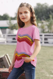 Pink Colorblock Striped Girls' T-shirt