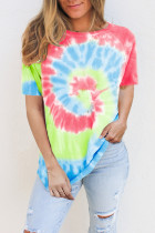 Red Tie Dye Cotton Blend Tee