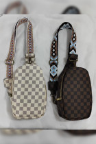 Plaid Print Aztec Embroidered Straps Zip Crossbody Bag Fanny Pack MOQ 3pcs