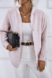 Drawstring Hooded Zipper Knitting Cardigan