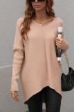 Front Back V Neck Plain Loose Pullover Sweaters