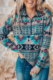 Zip Collar Aztec Pattern Sweatshirt