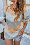 Middle Seam Striped Color Block Pullover Sweaters
