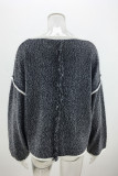 Plain Loose Fit Patchwork Knitting Sweater