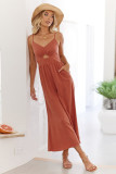 Orange Cut-out Spaghetti Strap Wide Leg Jumpsuit
