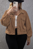Corduroy Open Button Plus Size Shackets