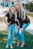 Black Dandelion Print Little Girl Tee