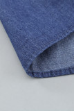 Blue Halter Neck Denim Tank Top