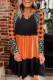 Orange Leopard Plaid Ruffled Long Sleeve Mini Dress