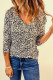 Leopard V Neck Buttons Front Leopard Long Sleeve Top