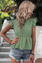 Ruffle Sleeve Elastic Waist Top Unishe Wholesale