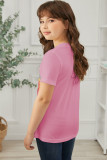 Pink Colorblock Striped Girls' T-shirt