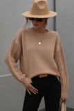 Cable Knit Sleeves Plain Pullover Sweaters