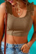 Brown Ruffle Strap Ribbed Sleeveless Crop Top