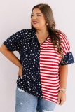 Plus Size Stripes and Stars Flag Print Patriotic Top