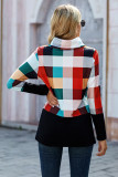 Red Plaid Turtle Neck Long Sleeve Sweatshirt