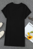 Heart-shape Leopard Print V Neck T-shirt Dress