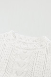 White Crochet Lace Pointelle Knit Sweater