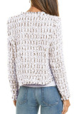 Frayed Slim-fit Open Front Plaid Jacket