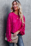 Floral Textured Lace-up Open Back Crop Blouse