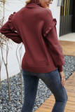 Plain Turtleneck Ruffle Long Sleeve Knitting Sweater