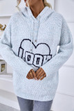 Knitting Hooded Drawstring Fluffy Pullover Sweater
