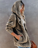 Hooded Plush Wool Coat With Pockets