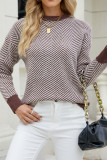 Wave Striped Two Tone Pullover Knit Sweaters
