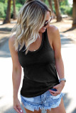 Black Scoop Neck Basic Solid Tank Top