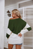 V Neck Wave Color Block Pullover Sweaters