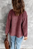 Front Pocketed Button Ribbed Textured Shacket
