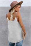 Color Block and Plain U Neck Knit Tank Top