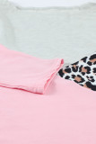 Leopard Colorblock Splicing Off The Shoulder Top