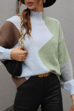 Wavy Knit Color Block Pullover Sweaters