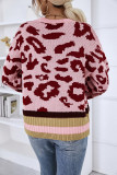 Leopard Stripes Patchwork Kniting Sweater
