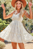 White Tiered Textured Babydoll Dress