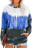 Blue Gradient Colorblock Pullover Plus Size Hoodie